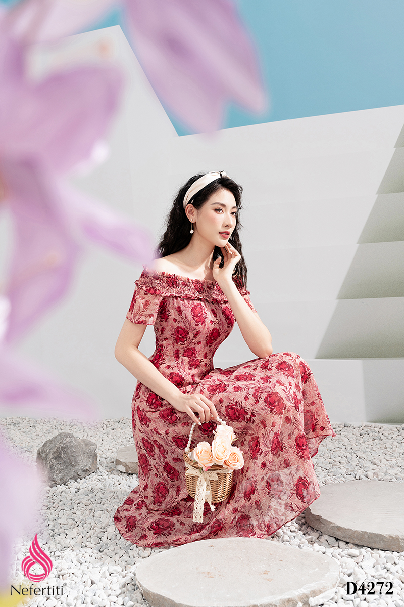 1D4272 - ĐẦM TRỄ VAI HỌA TIẾT