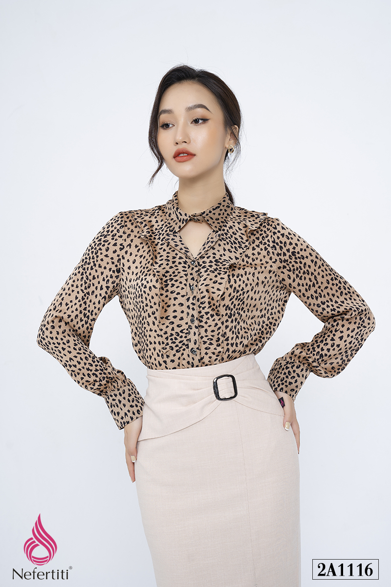 2A1116 - SƠ MI HỌA TIẾT DA BÁO