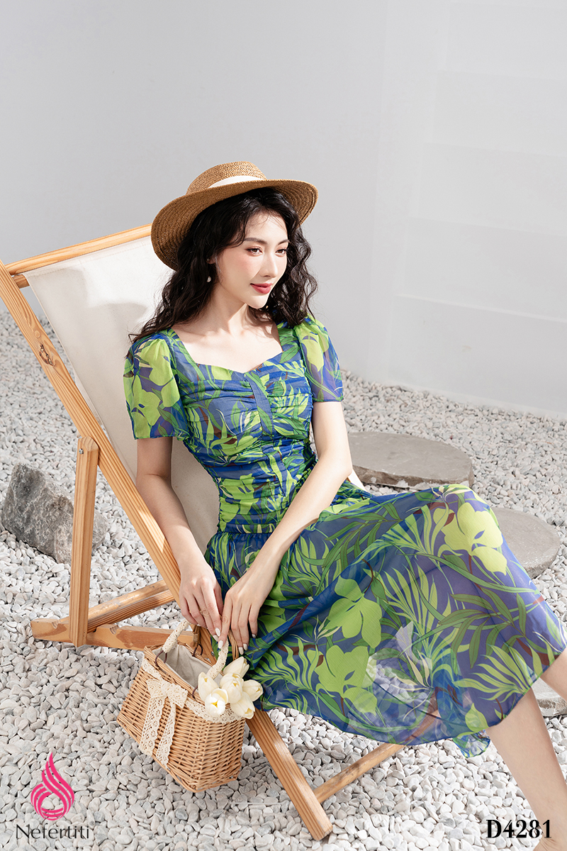 1D4281 - ĐẦM XÒE XẾP NHÚN NGỰC