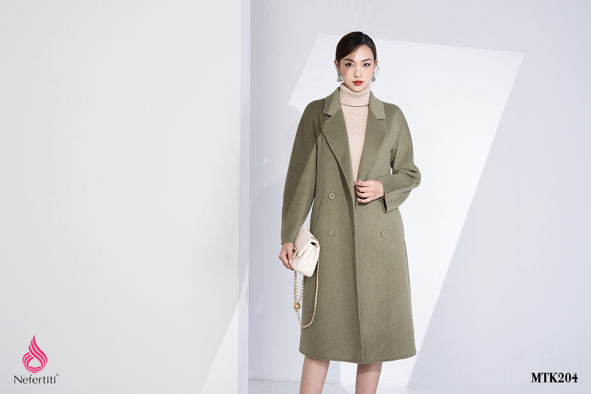 3MTK204 - ÁO MĂNG TÔ DẠ LÔNG CỪU XANH RÊU