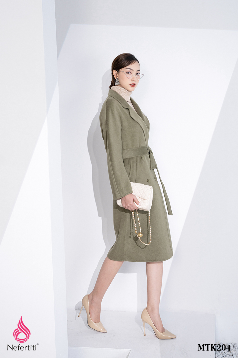 3MTK204 - ÁO MĂNG TÔ DẠ LÔNG CỪU XANH RÊU