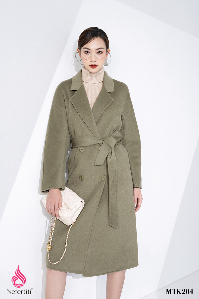 3MTK204 - ÁO MĂNG TÔ DẠ LÔNG CỪU XANH RÊU