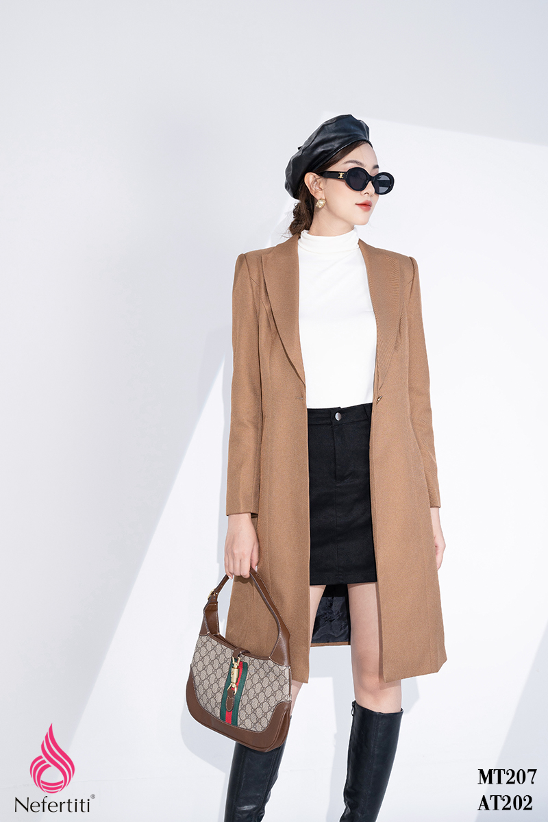 3MT207 - ÁO MĂNG TÔ DÁNG DÀI CỔ BẺ V