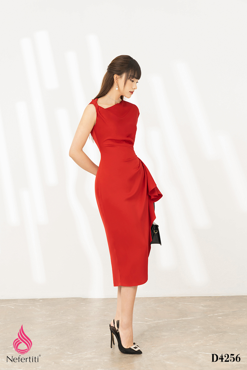 3D4256 - ĐẦM LỤA SÁT NÁCH XẾP NHÚN