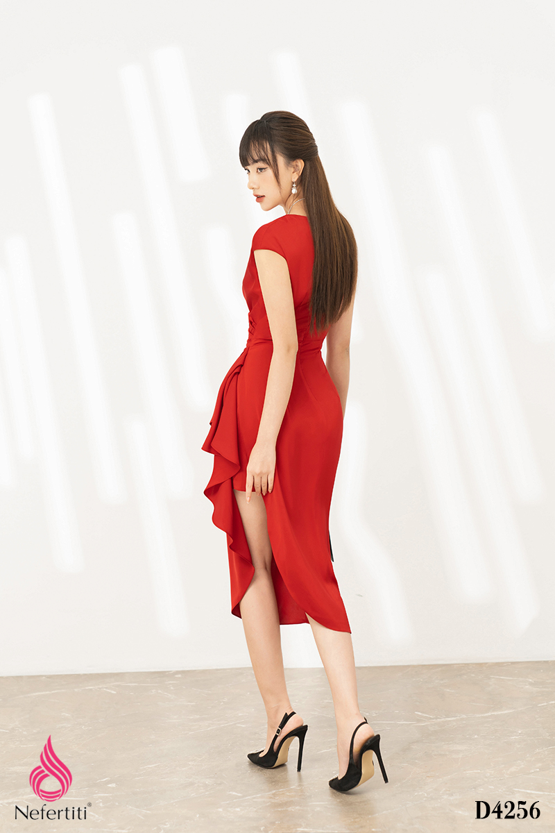 3D4256 - ĐẦM LỤA SÁT NÁCH XẾP NHÚN