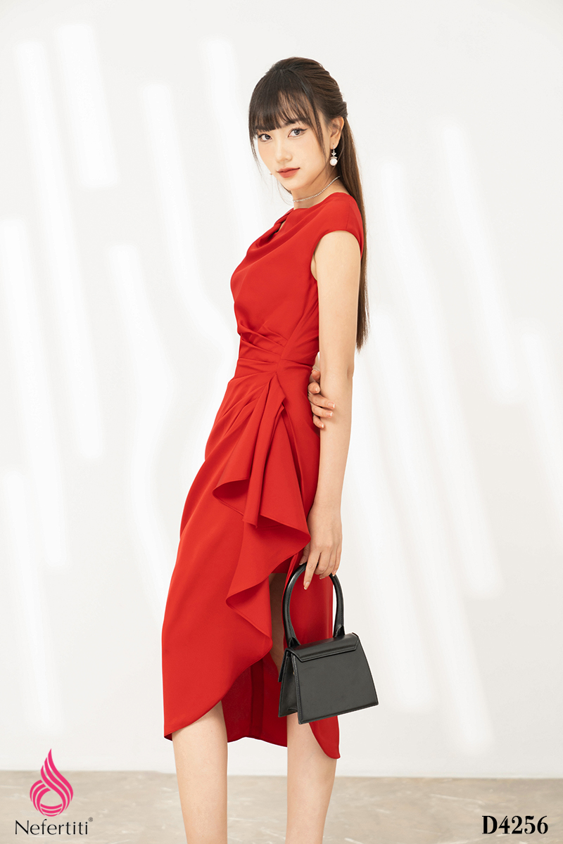 3D4256 - ĐẦM LỤA SÁT NÁCH XẾP NHÚN