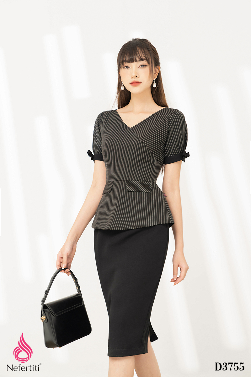 3D3755 - ĐẦM PHỐI VẢI DÁNG ÔM