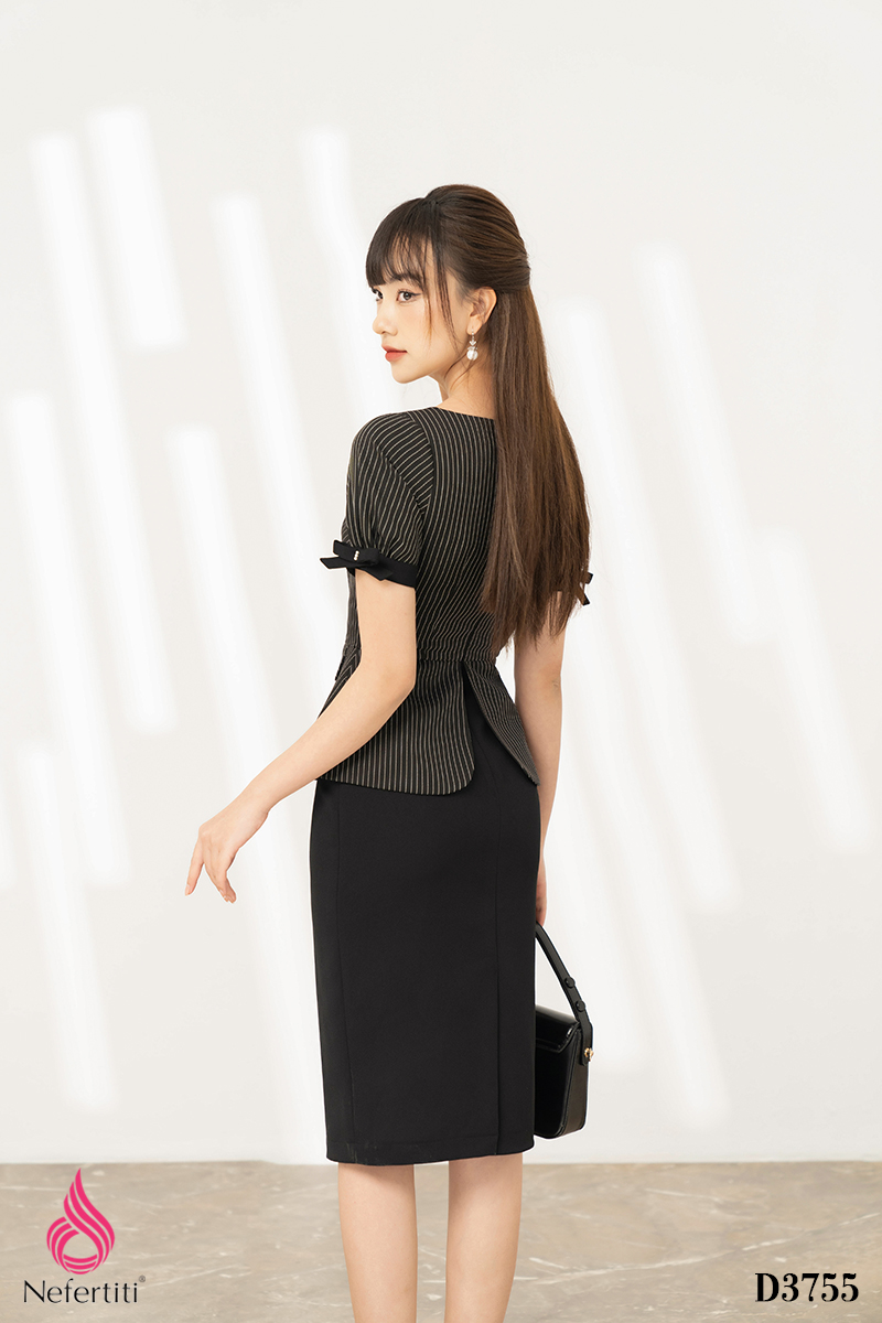 3D3755 - ĐẦM PHỐI VẢI DÁNG ÔM