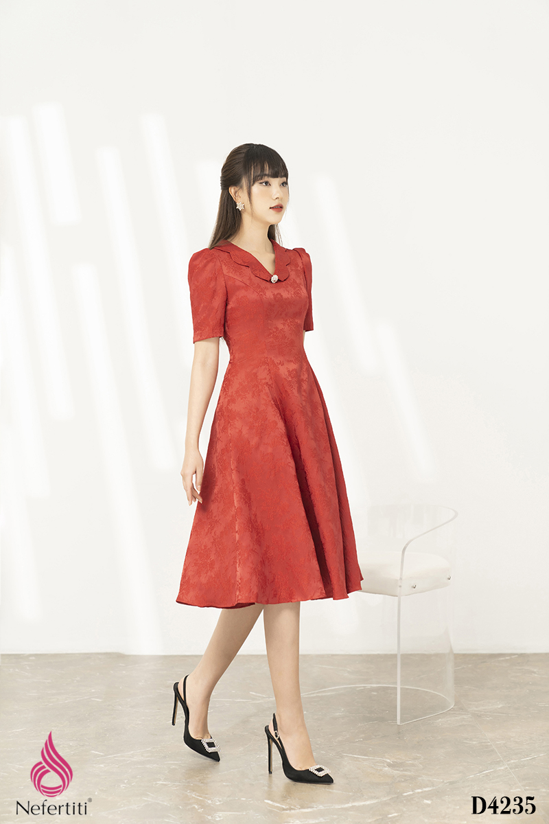 3D4235 - ĐẦM GẤM DÁNG XÒE