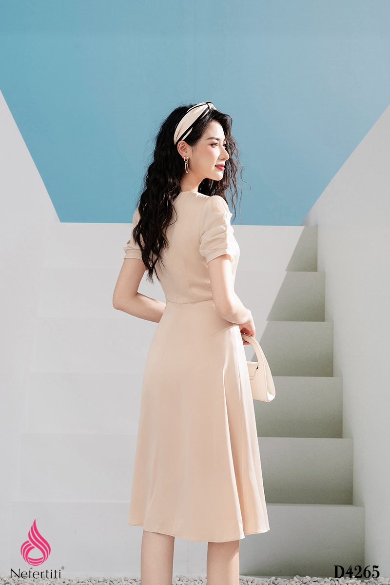 1D4265 - ĐẦM CỔ VUÔNG ĐÍNH HOA 3D TRANG TRÍ