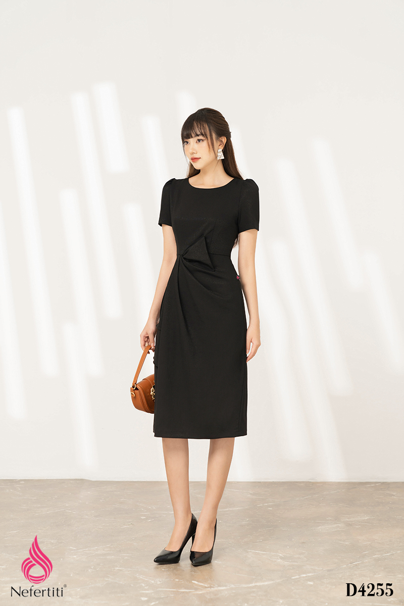 3D4255 - ĐẦM ÔM XẾP NƠ EO