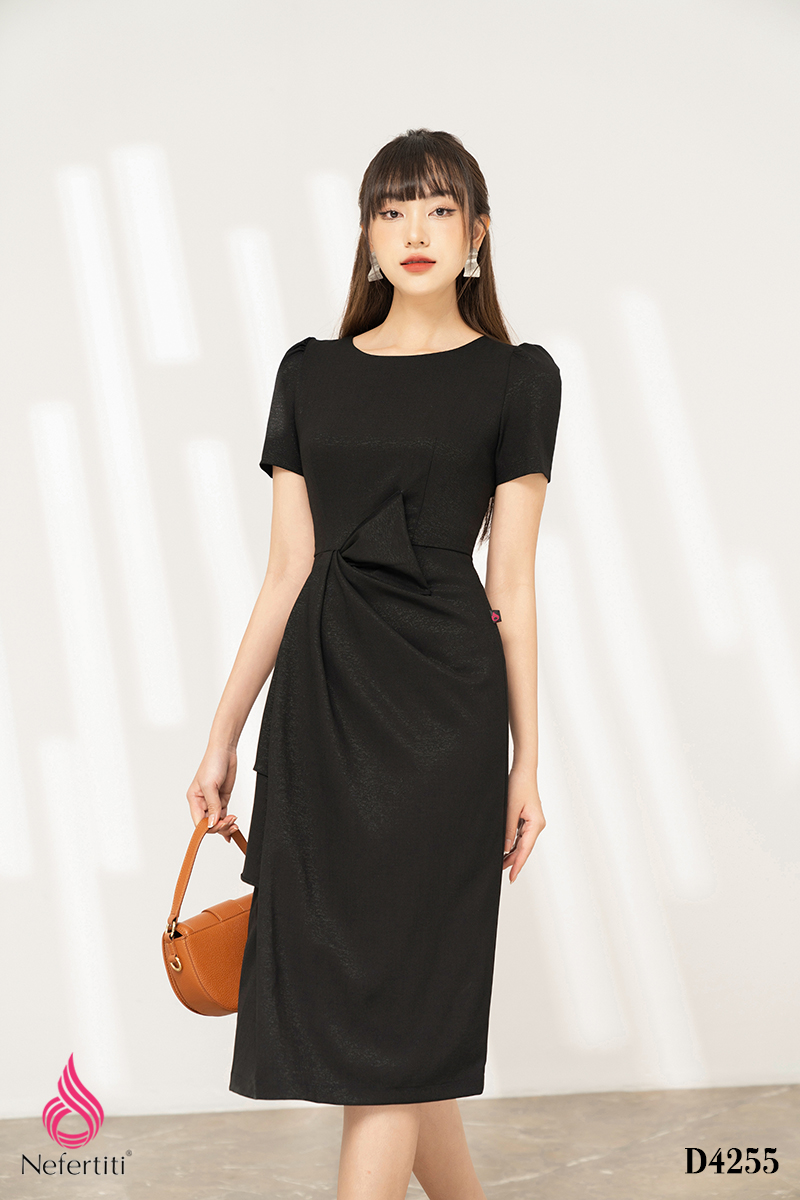 3D4255 - ĐẦM ÔM XẾP NƠ EO