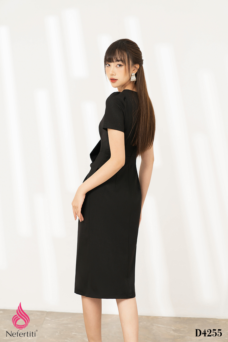 3D4255 - ĐẦM ÔM XẾP NƠ EO