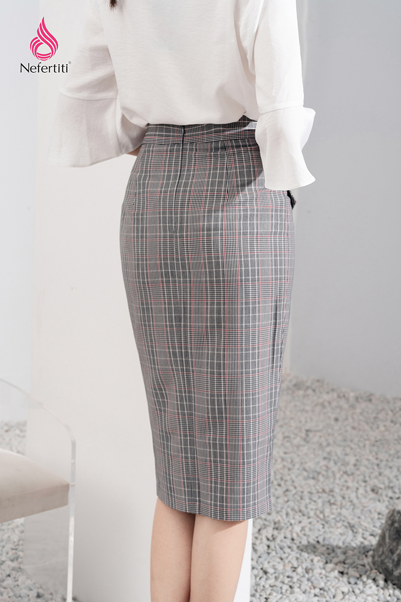 1J500 - CHÂN VÁY HỌA TIẾT KẺ