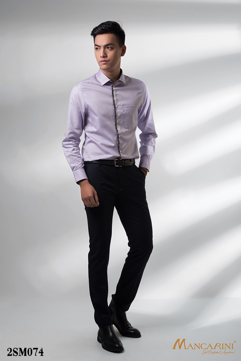 2SM074 - SƠ MI NAM TÍM NHẠT