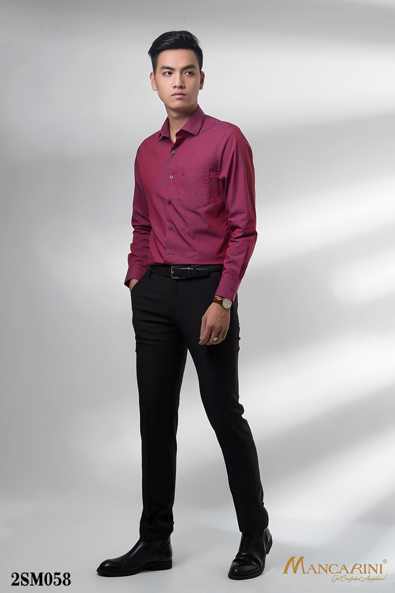 2SM058 - SƠ MI ĐỎ MẬN