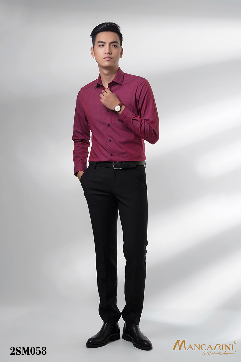 2SM058 - SƠ MI ĐỎ MẬN