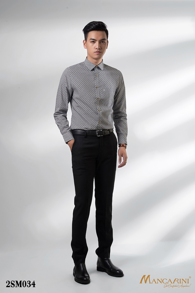 2SM034 - SƠ MI NAM HỌA TIẾT KẺ Ô NHỎ