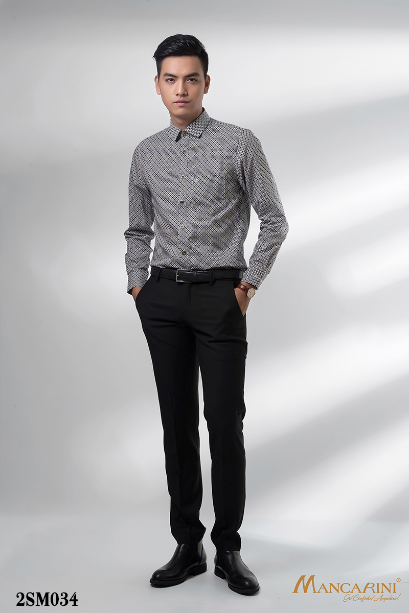 2SM034 - SƠ MI NAM HỌA TIẾT KẺ Ô NHỎ