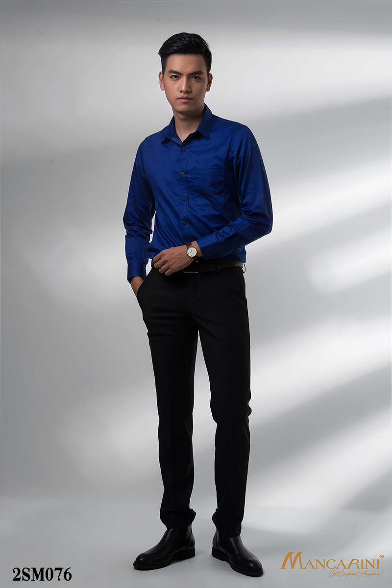 2SM076 - SƠ MI XANH DÀI TAY