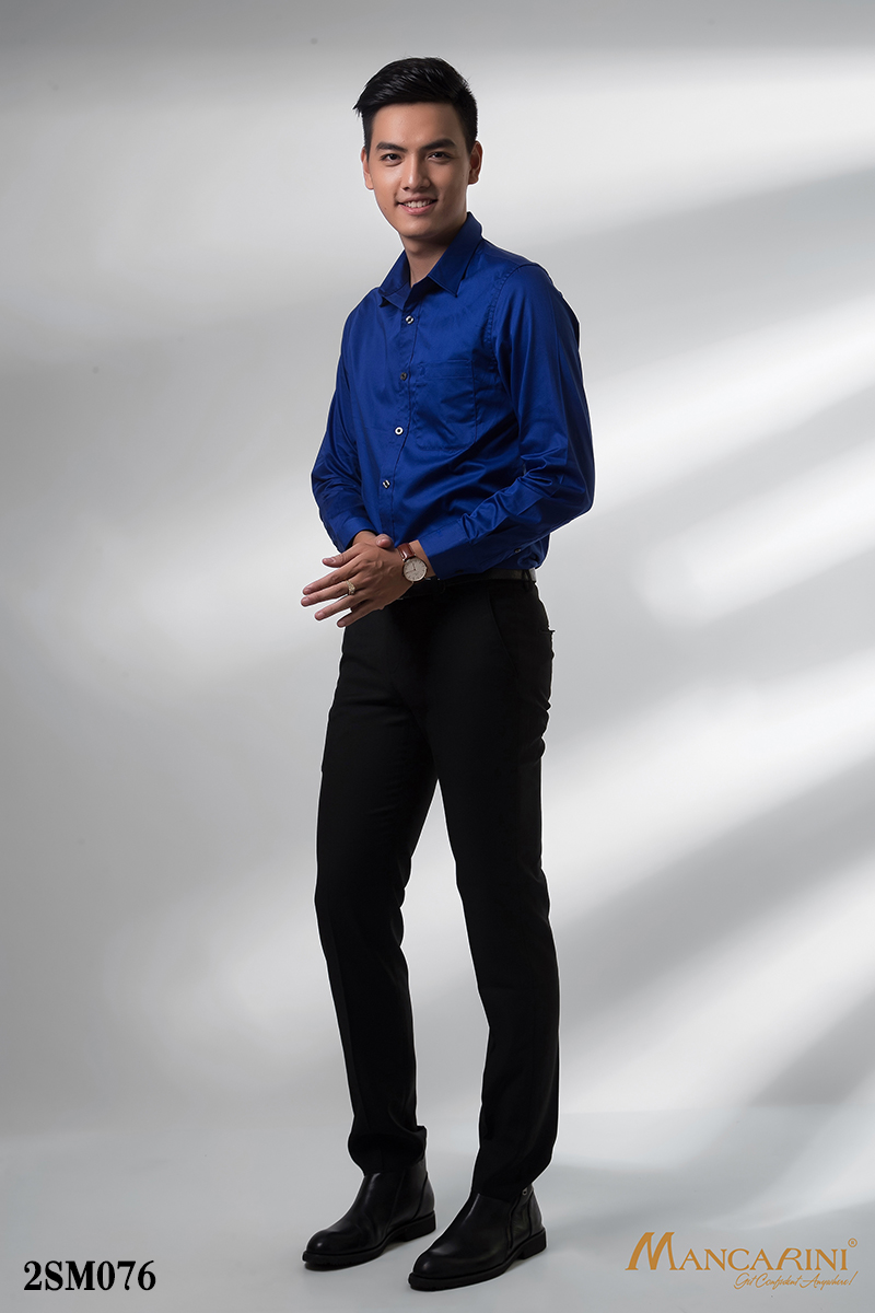 2SM076 - SƠ MI XANH DÀI TAY