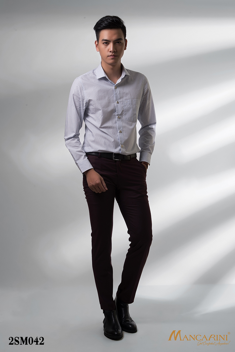 2SM042 - SƠ MI HỌA TIẾT KẺ SỌC