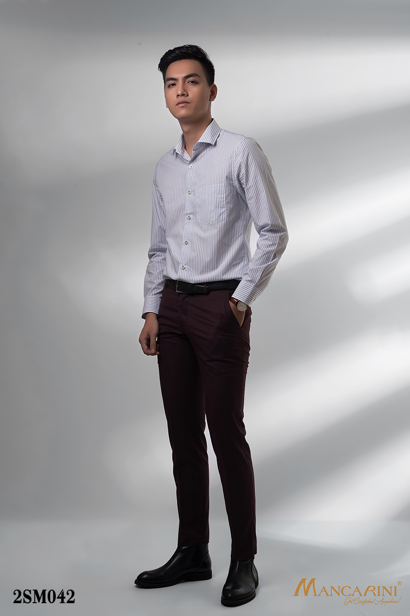 2SM042 - SƠ MI HỌA TIẾT KẺ SỌC