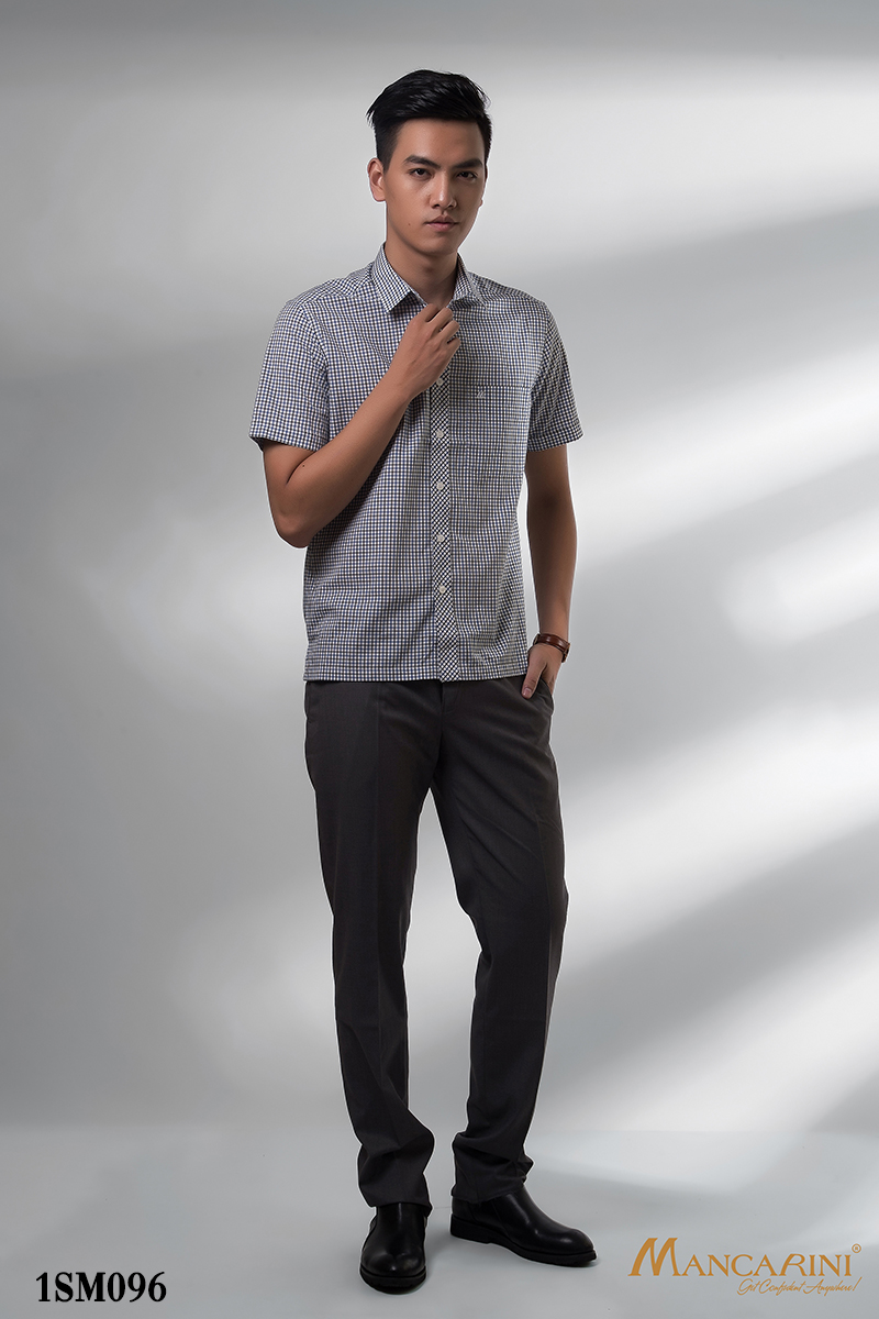 1SM096 - SƠ MI KẺ NGẮN TAY