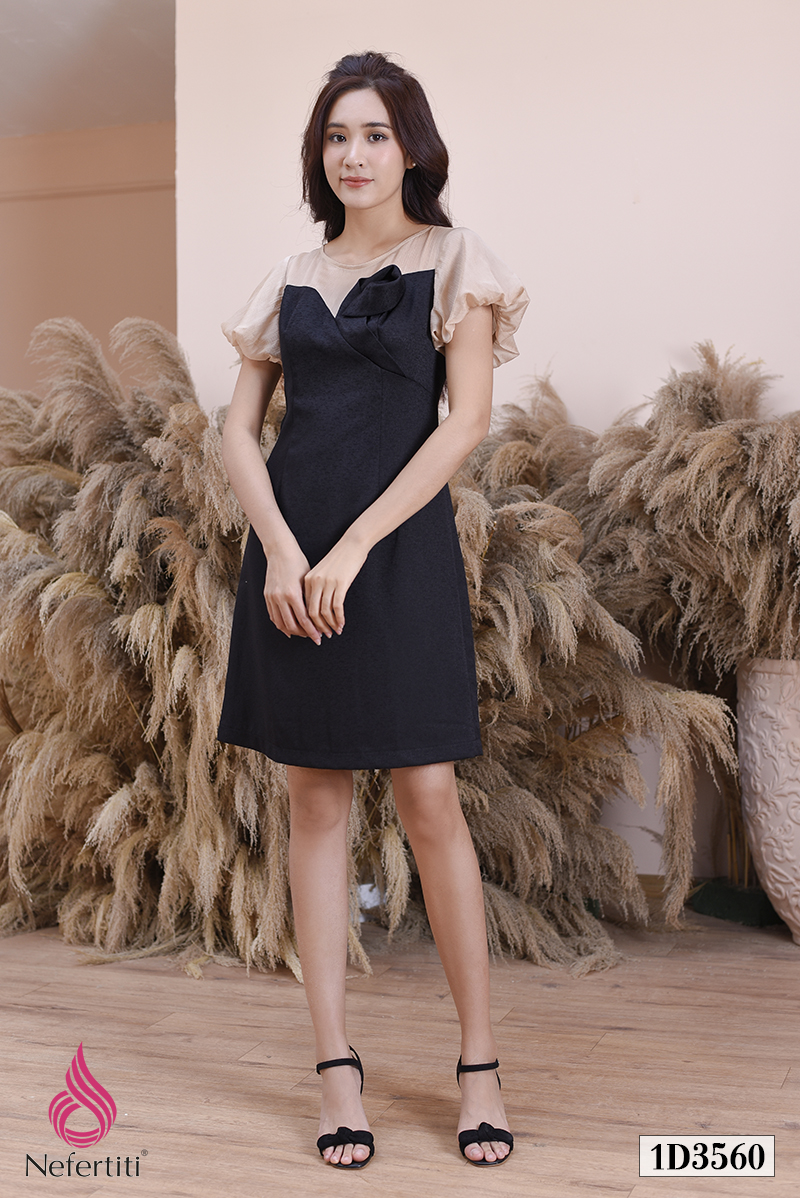 1D3560 - ĐẦM GẤM CÚP NGỰC CÁCH ĐIỆU