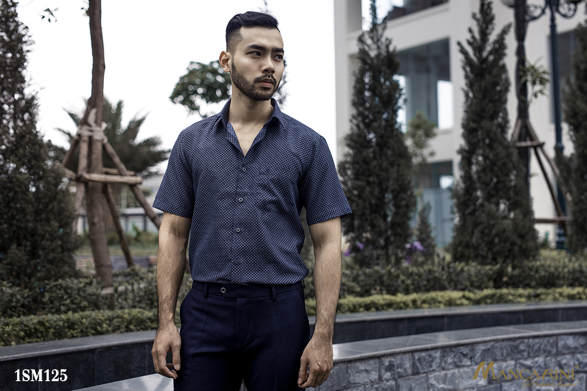 1SM125 - SƠ MI NAM HỌA TIẾT