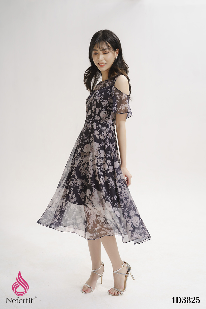 1D3825 - ĐẦM VOAN DÁNG XÒE