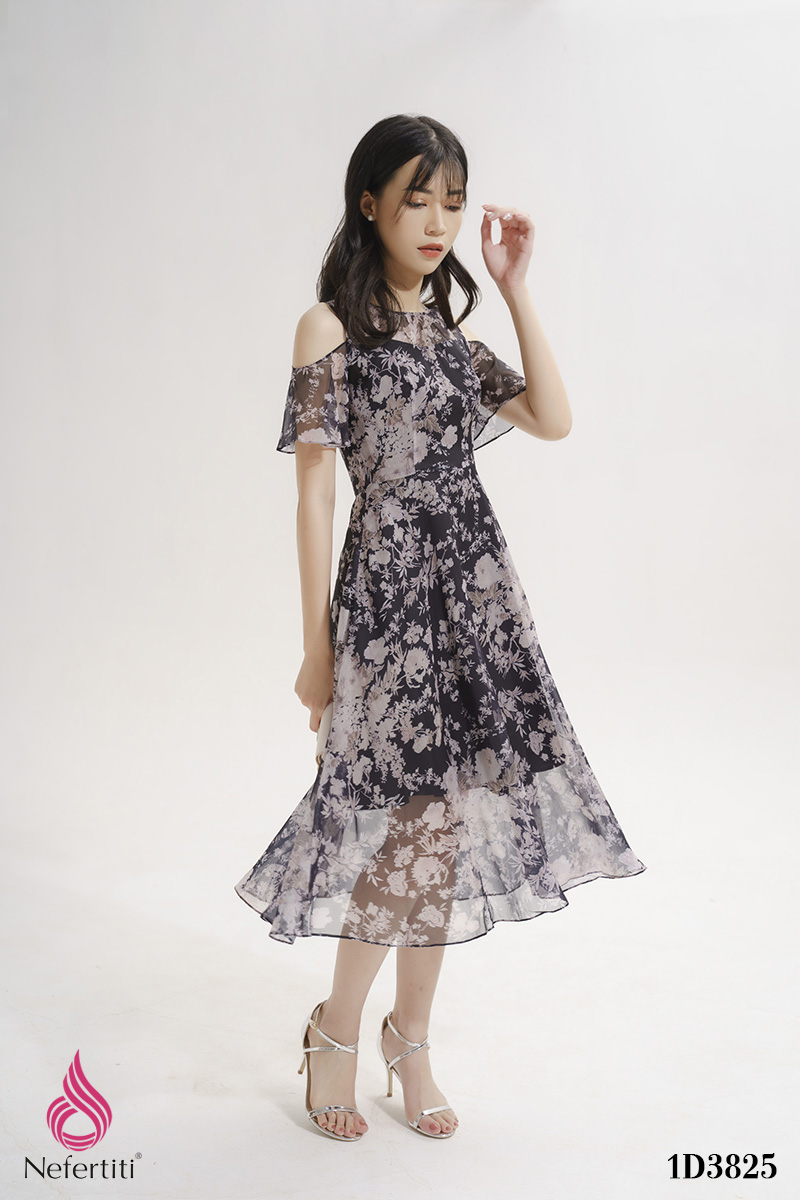 1D3825 - ĐẦM VOAN DÁNG XÒE