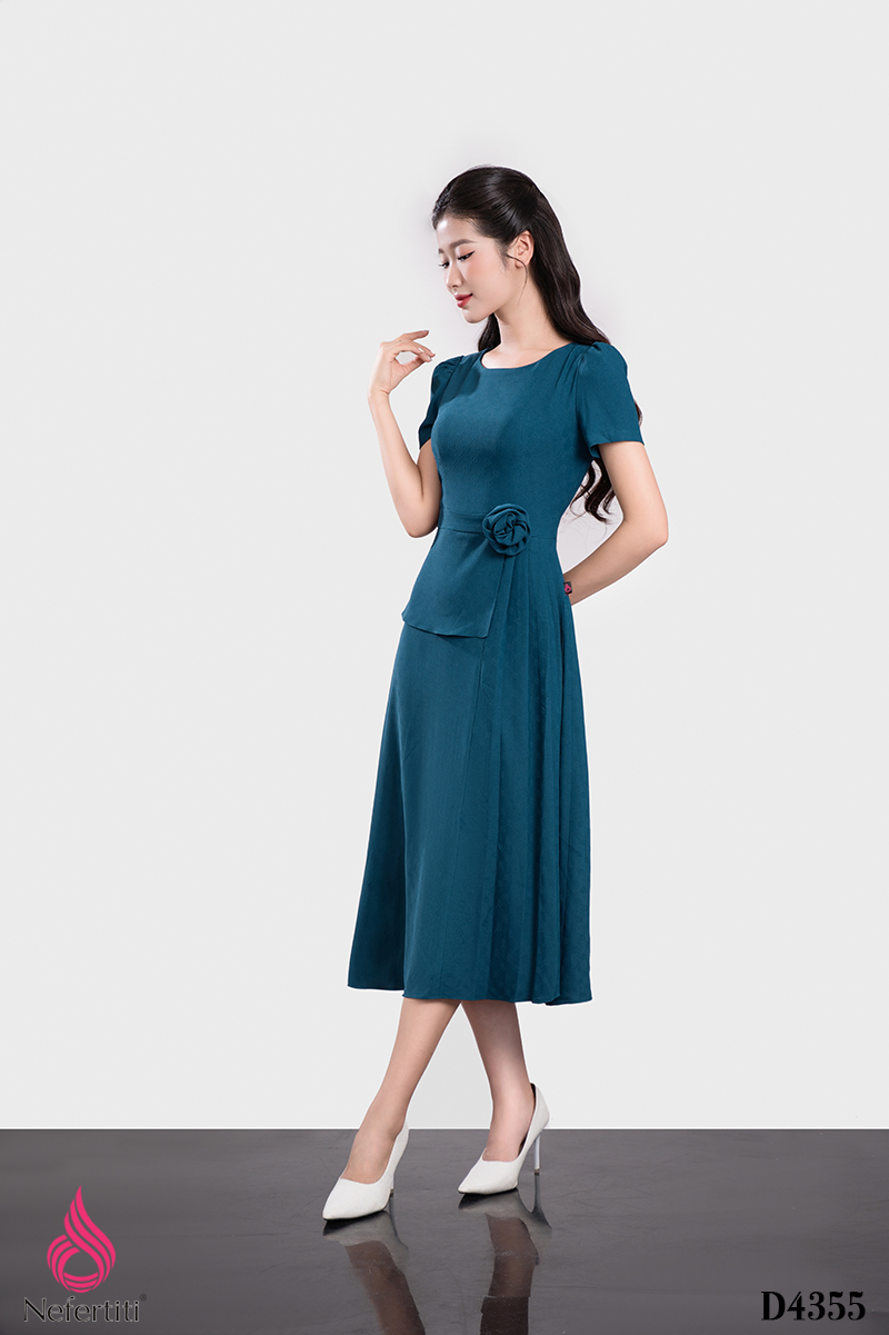 1D4355 - ĐẦM LỤA PEPLUM CÁCH ĐIỆU