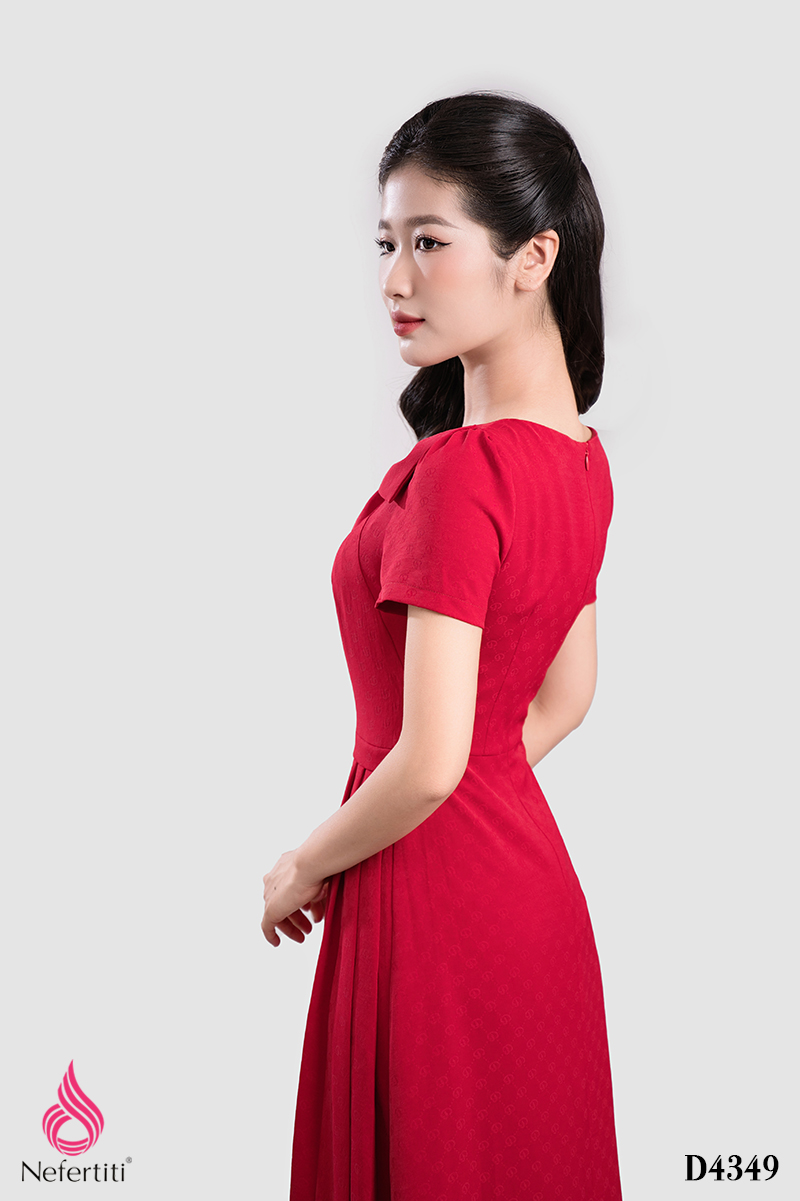 1D4349 - ĐẦM DÁNG XÒE ĐÍNH NƠ CÁCH ĐIỆU