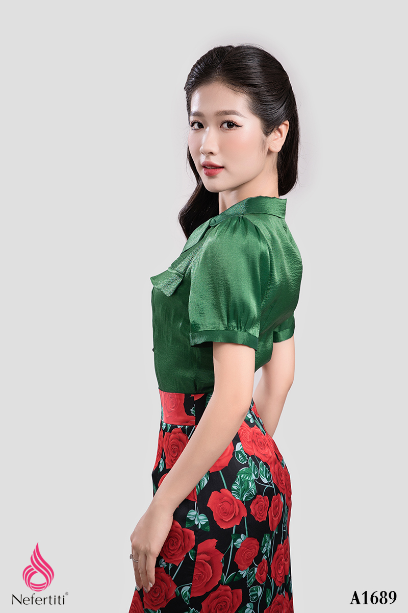 1A1689 - SƠ MI LỤA NGẮN TAY