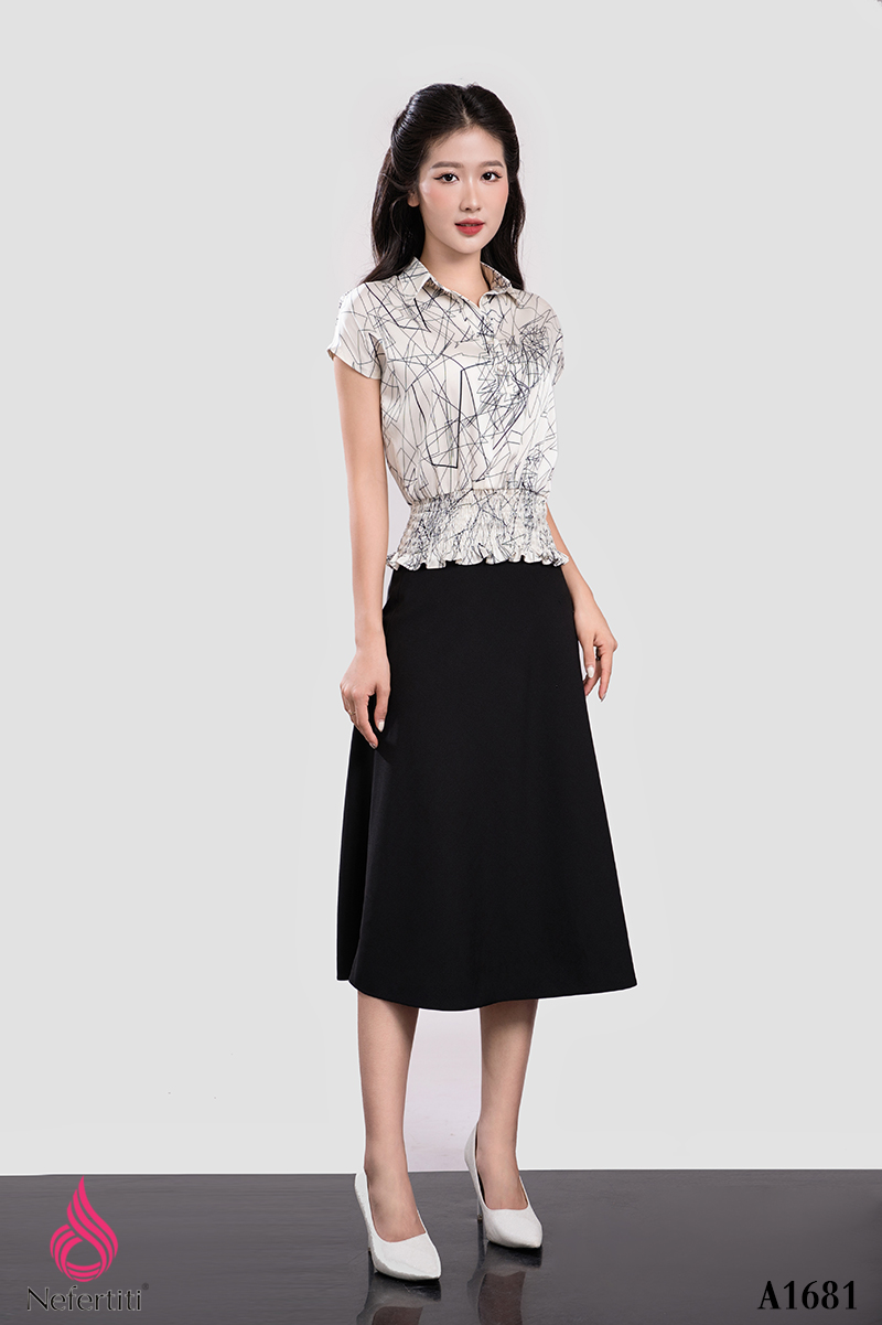 1A1681 - SƠ MI TRẮNG HỌA TIẾT