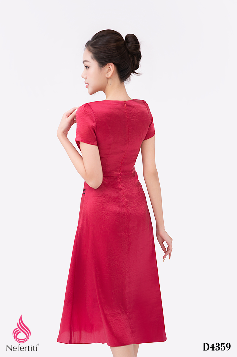 1D4359 - ĐẦM HỒNG ĐÍNH HOA 3D TRANG TRÍ