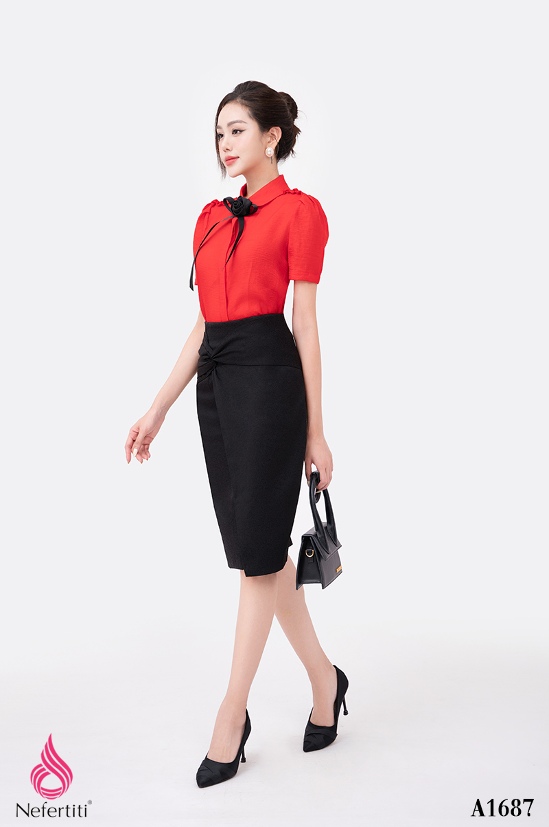 1A1687 - ÁO SƠ MI ĐÍNH NƠ HOA