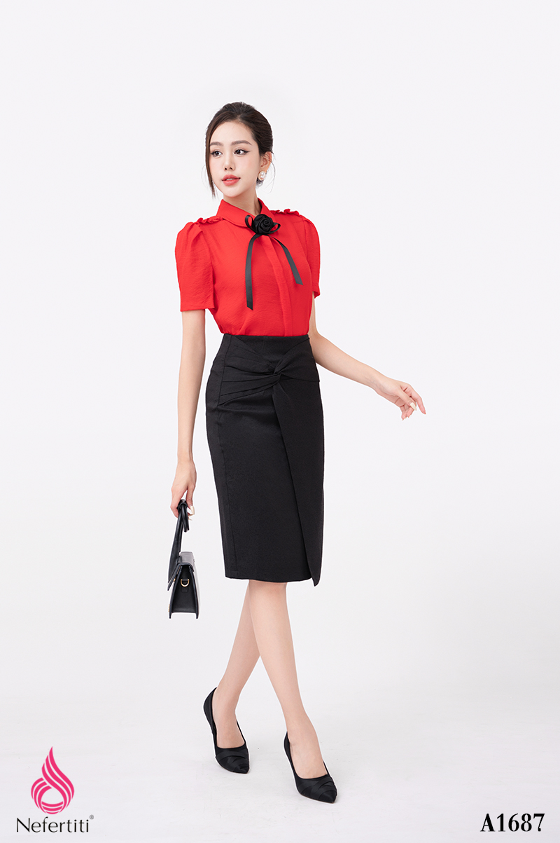 1A1687 - ÁO SƠ MI ĐÍNH NƠ HOA