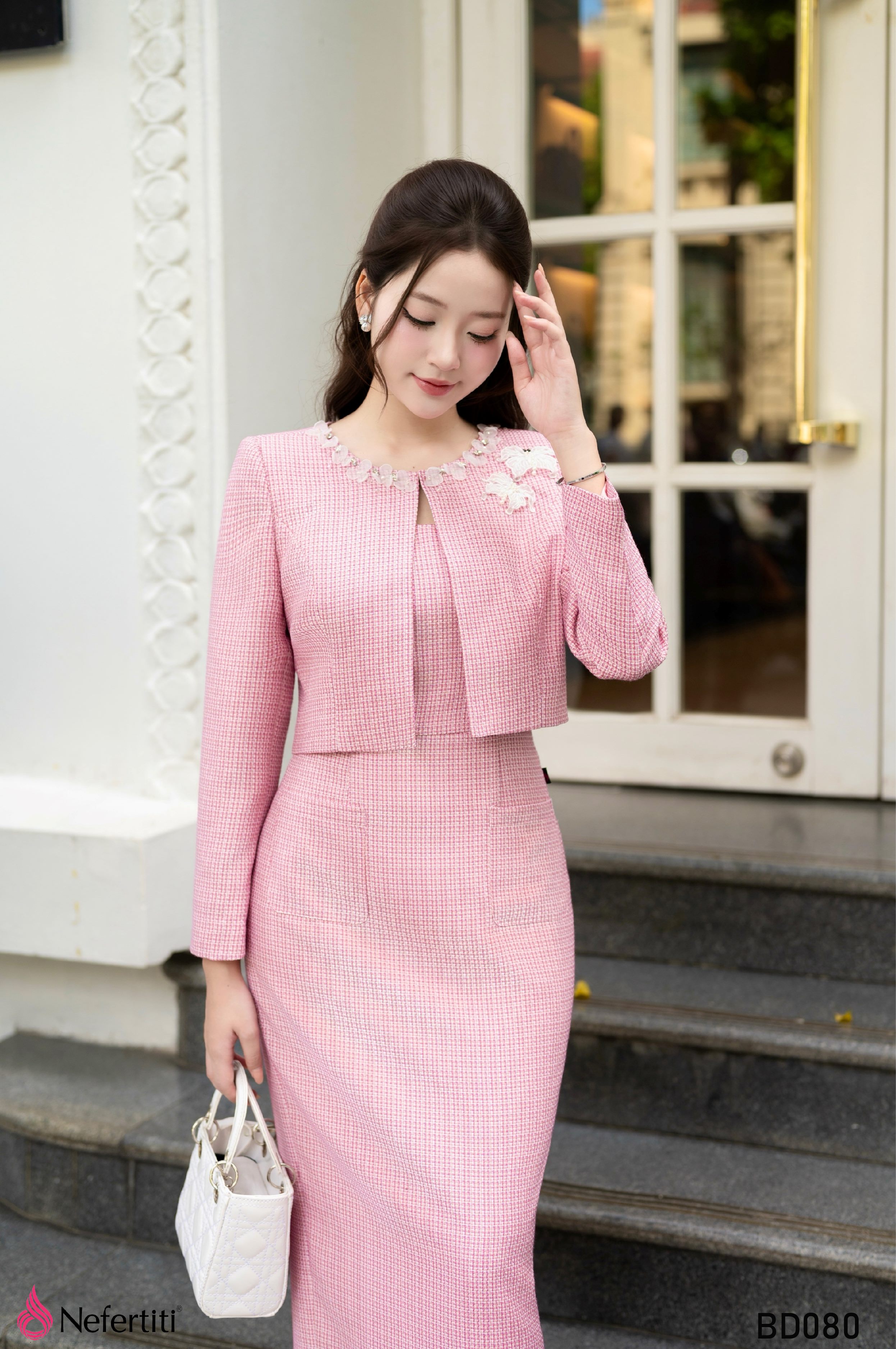 3BD080 - Bộ đầm hồng xinh duyên dáng