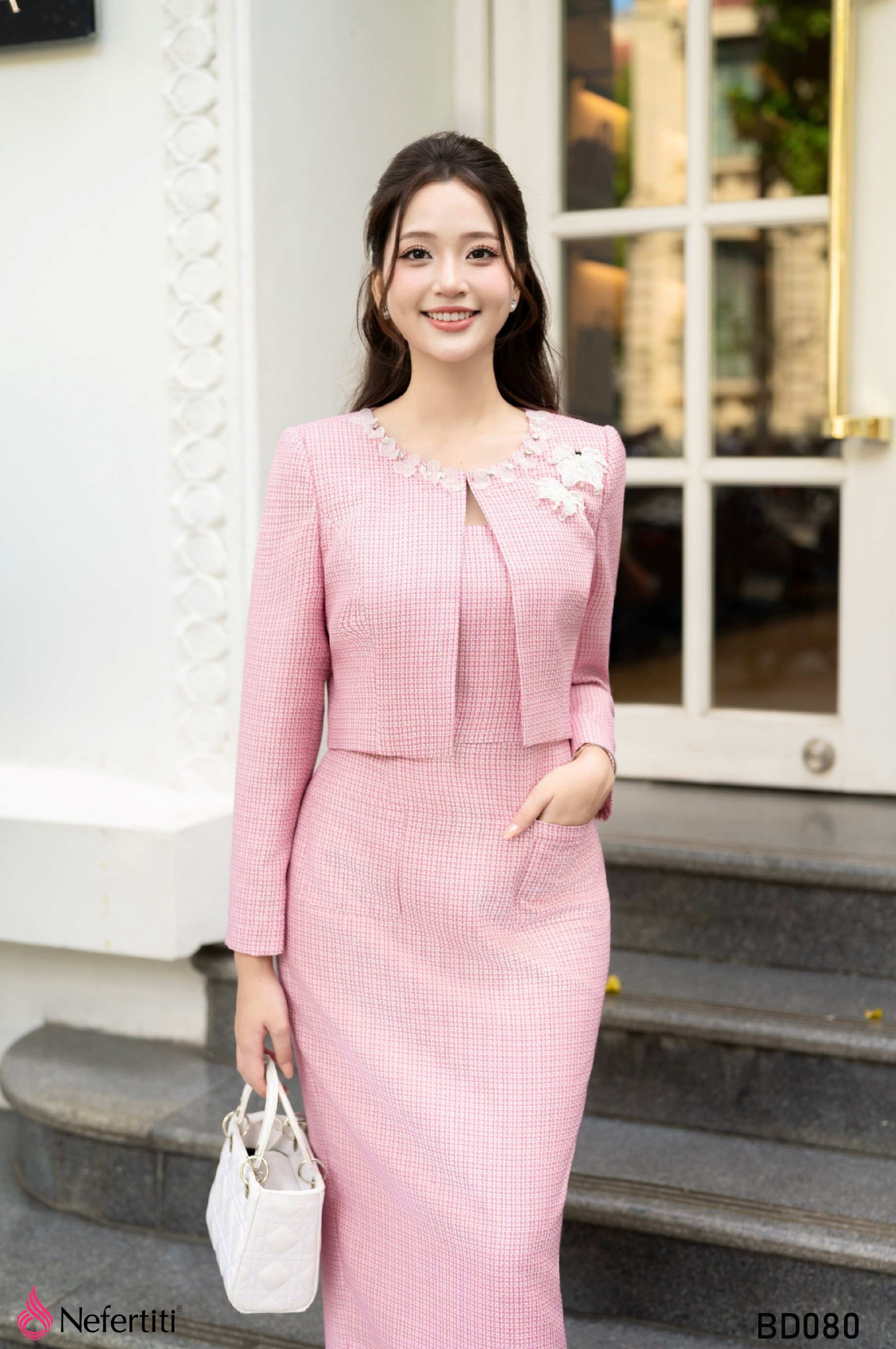 3BD080 - Bộ đầm hồng xinh duyên dáng