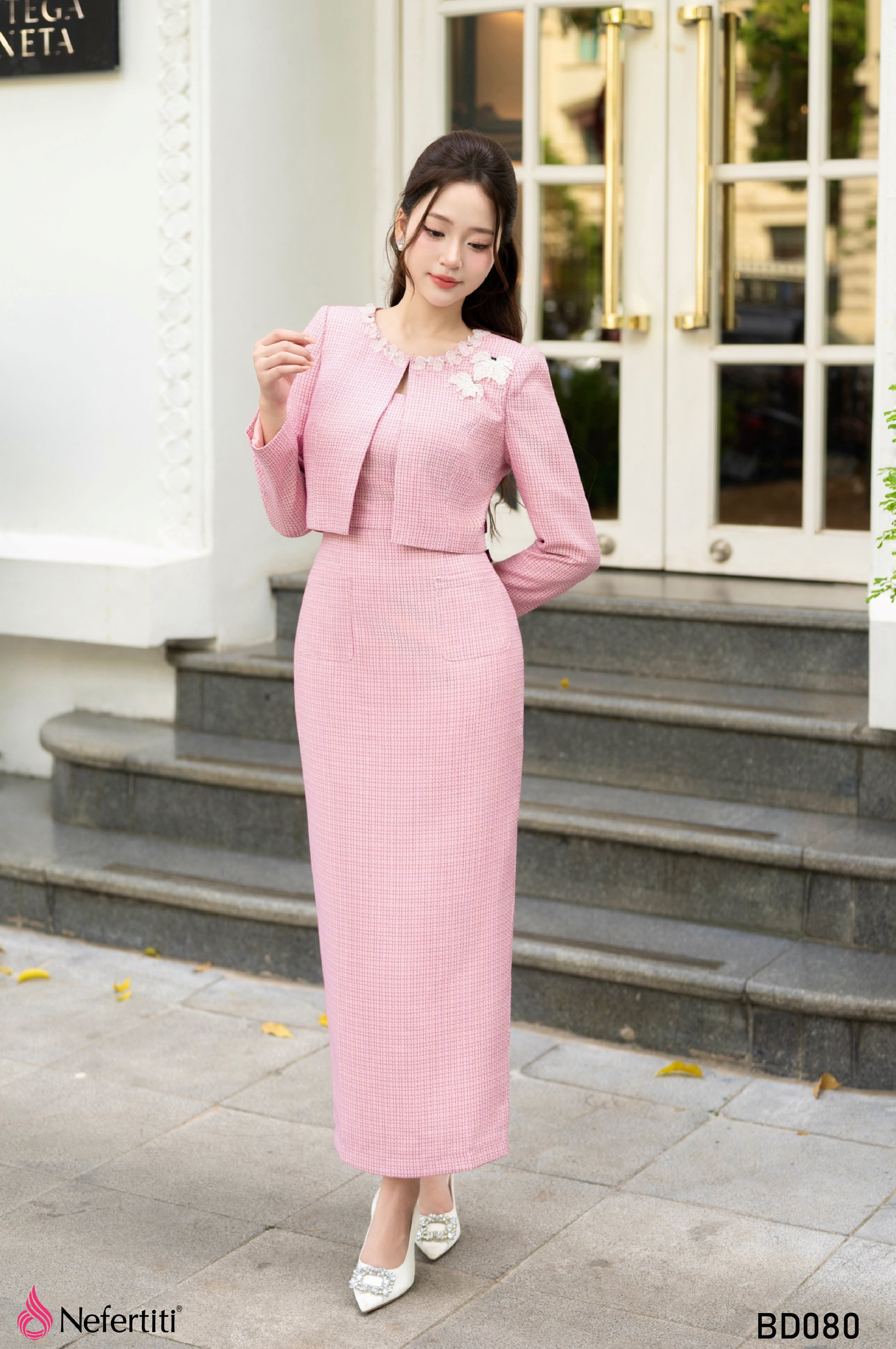 3BD080 - Bộ đầm hồng xinh duyên dáng