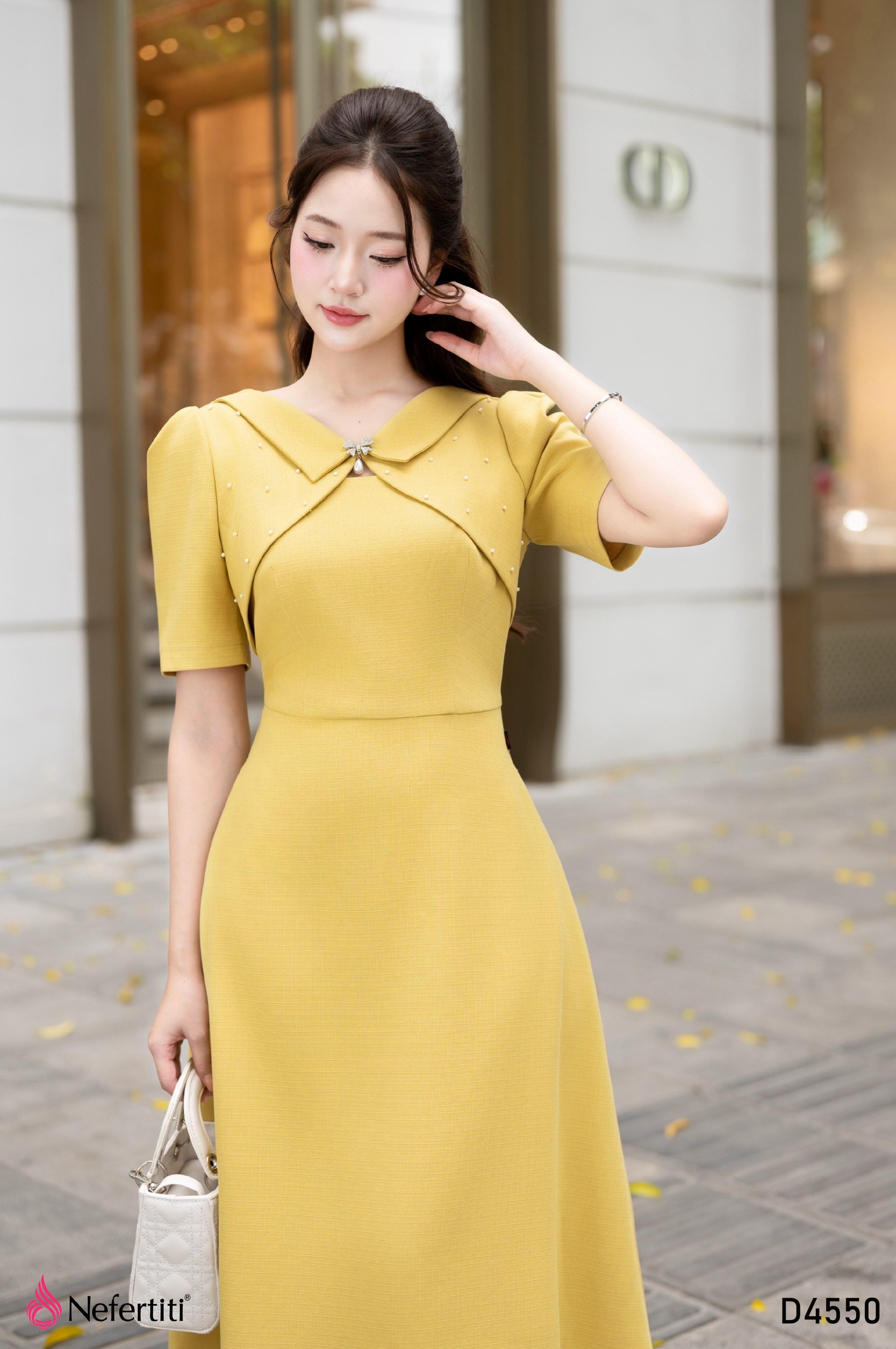 3D4550 - Đầm vàng dáng xòe xinh yêu