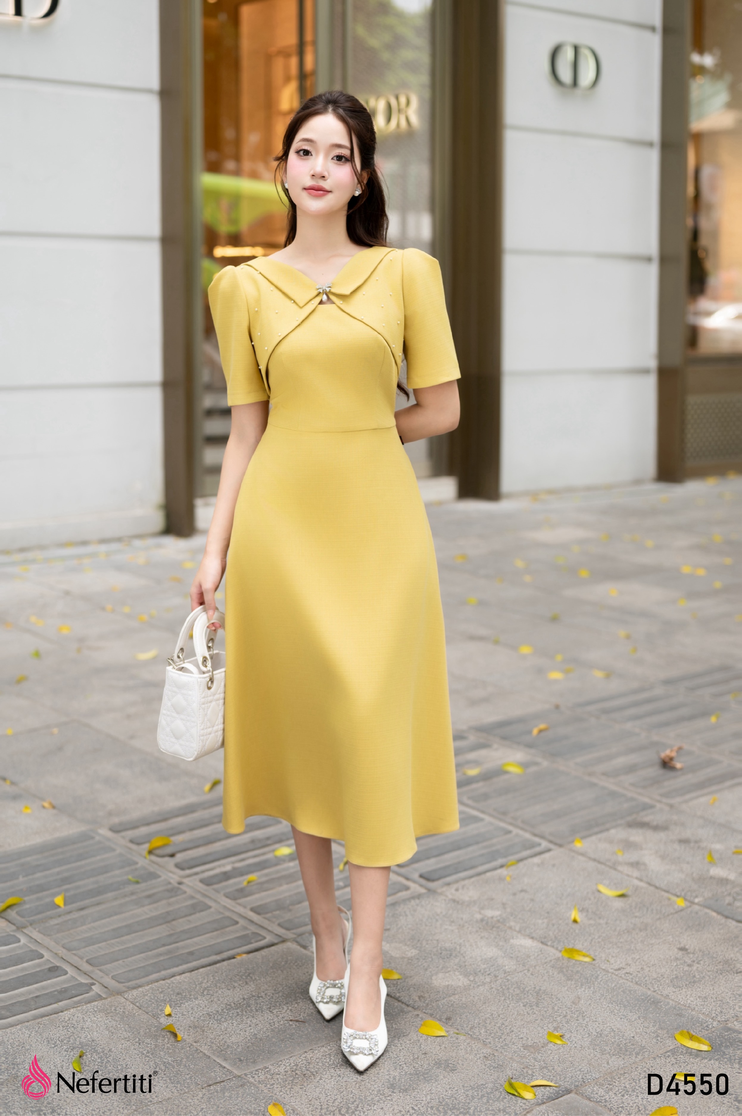 3D4550 - Đầm vàng dáng xòe xinh yêu