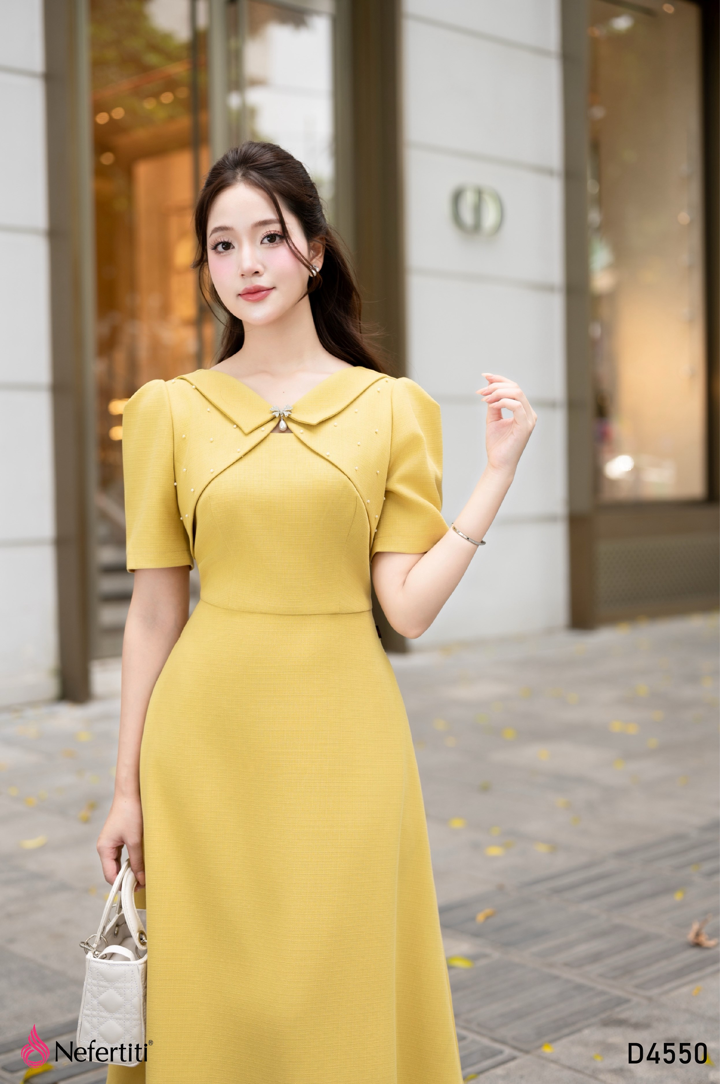 3D4550 - Đầm vàng dáng xòe xinh yêu