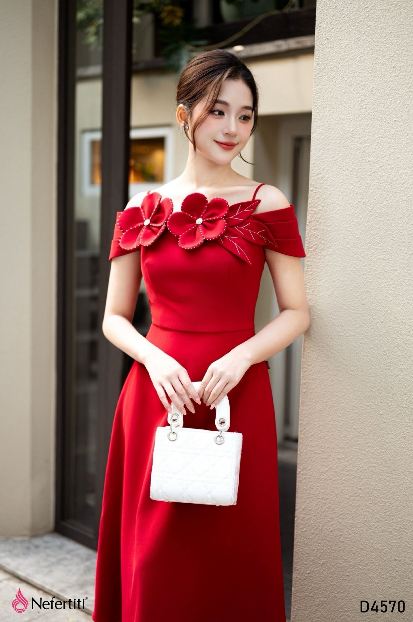 3D4570 - Đầm tiệc hoa 3D sang trọng nổi bật