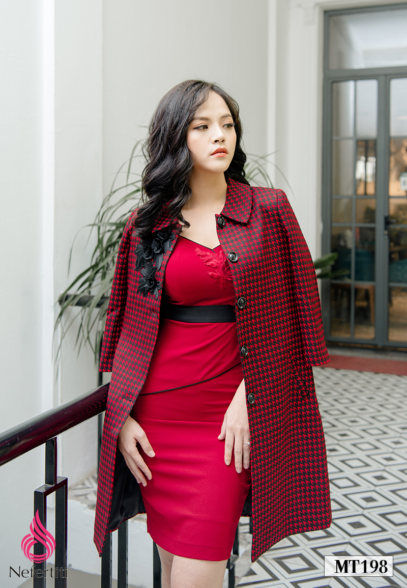 3MT198 - MĂNG TÔ KẺ CARO ĐỎ