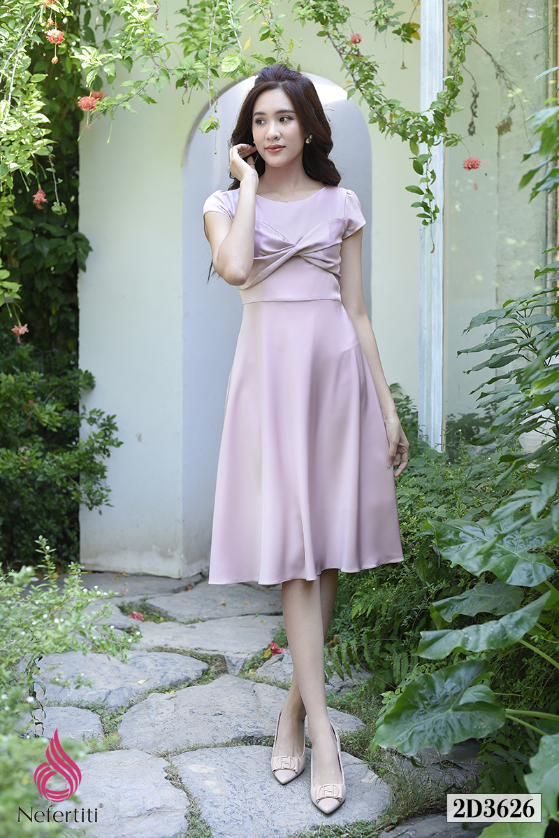 2D3626 - ĐẦM LỤA XẾP XOẮN NGỰC ĐIỆU ĐÀ