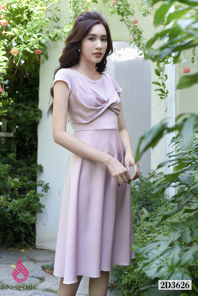 2D3626 - ĐẦM LỤA XẾP XOẮN NGỰC ĐIỆU ĐÀ