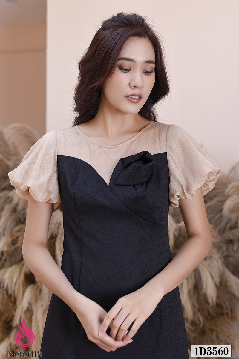 1D3560 - ĐẦM GẤM CÚP NGỰC CÁCH ĐIỆU